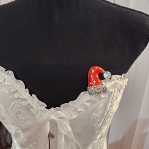 Festive Red Santa Hat Brooch